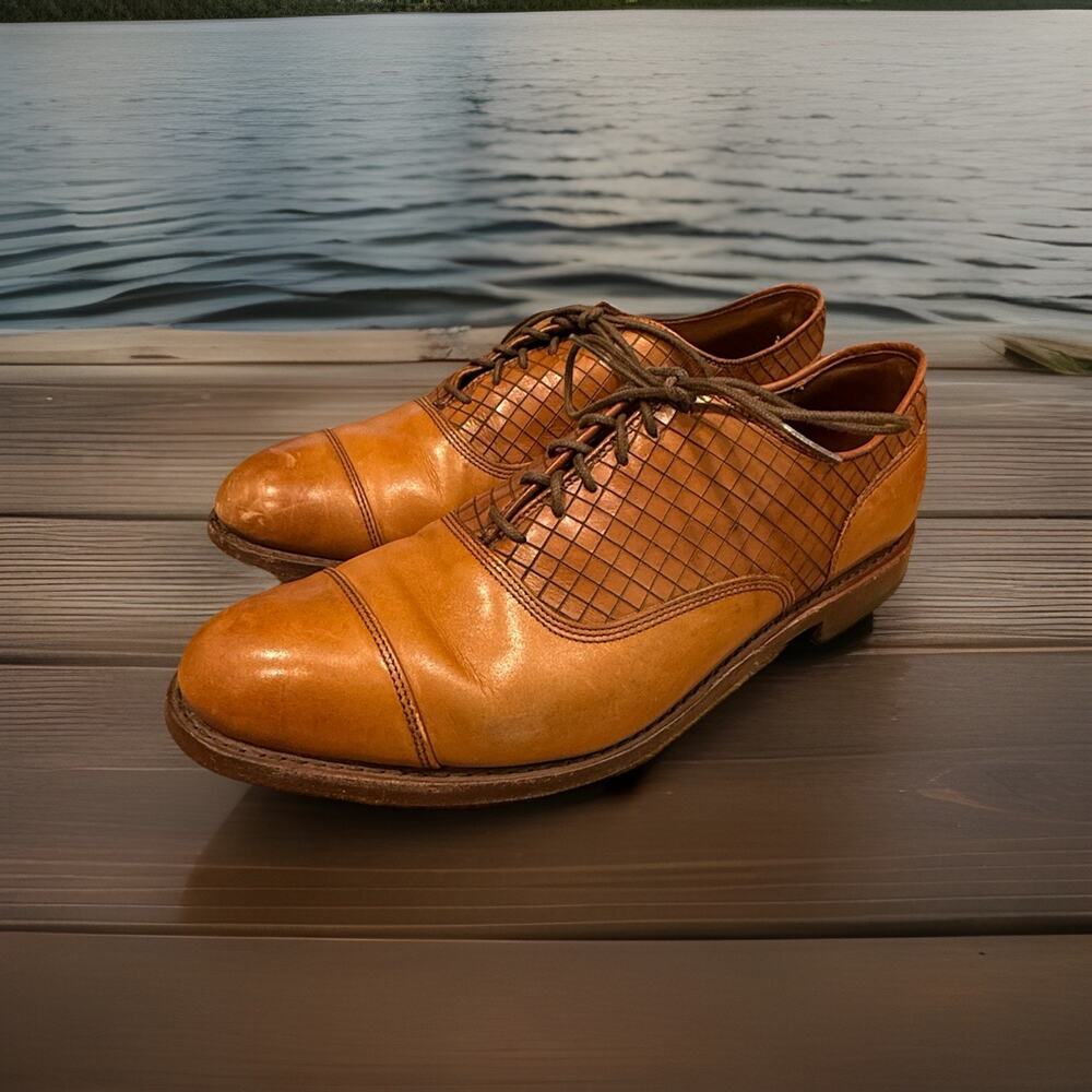 Allen Edmonds Duggan Plaza Men’s Tan Captor Cap Oxford Shoes 9.5D Made in USA